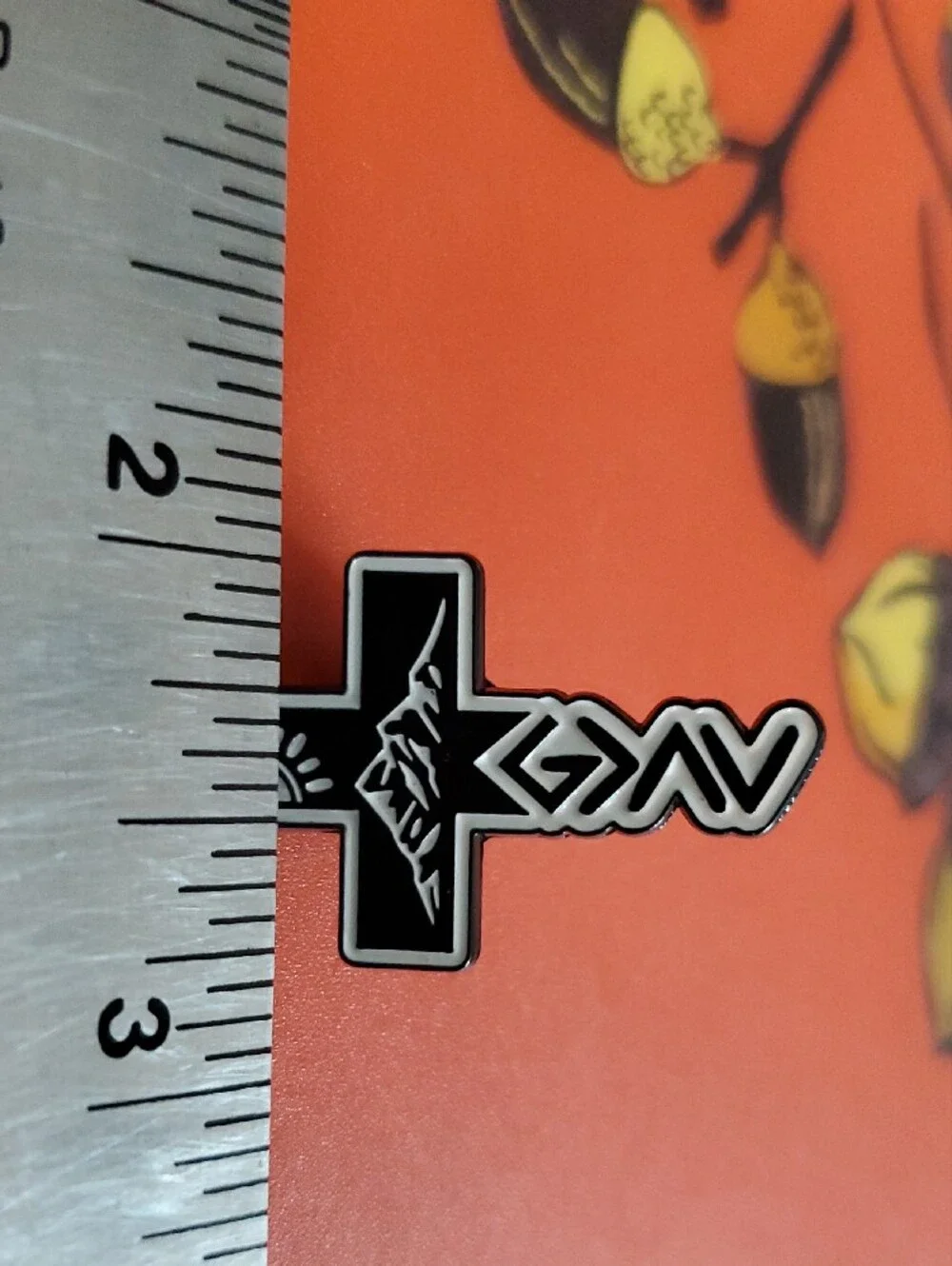 Black Mountain Cross Enamel Pin - Men Accessories